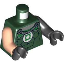 Torso, Odd Arms, Muscles, Green Lantern Logo, Gray Chain Print, Left Black Arm, Right Light Nougat Arm, Black Hands
