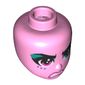 Minidoll Head Dark Pink Eyes, Dark Turquoise Eye Shadow, 3 Freckles, Angry Open Mouth, Teeth