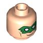 Minifig Head Green Lantern (Hal Jordan), Dual Sided, Green Eyemask, Smirk / Bared Teeth Print [Hollow Stud]