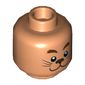 Minifig Head Lego Movie Cowardly Lion, Dual Sided, Reddish Brown Eyebrows, Dark Brown Nose and Whiskers, Smiling / Scared Print [Hollow Stud]