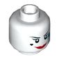 Minifig Head Harley Quinn, Thin Eyebrows, Red Lips, Smile, Heart on Cheeks, Dark Azure Paint Splotch, Smile / Open Mouth Smile Print