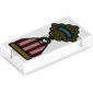 Tile 1 x 2 with Gold Cross Medal with Red and White Ribbon Print