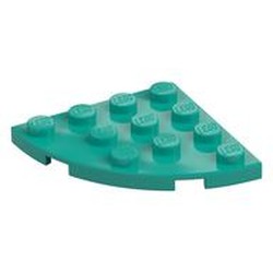 LEGO part 30565 PLATE 4X4, 1/4 CIRCLE in Bright Bluish Green/ Dark Turquoise