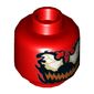 Minifig Head Carnage, Black Jagged Eyes, Wide Dark Orange Mouth Print [Hollow Stud]