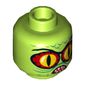 Minifig Head Swamp Creature, Large Red and Yellow Snake Eyes, Green Scales, Mouth with Tan Teeth Print [Hollow Stud]