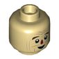 Minifig Head Scarecrow, Dual Sided, Reddish Brown Eyebrows, Dark Red Nose, Dark Orange Lines Print [Hollow Stud]