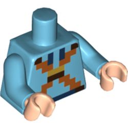 Torso Pixelated Dark Orange Straps Print, Medium Azure Arms, Light Nougat Hands