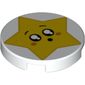 Tile Round 2 x 2 with Yellow Star with Surprised Face print