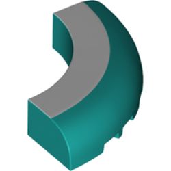 Brick Round Corner 5 x 5 x 1 Curved, Bottom Cut Outs, No Studs, 7 Bottom Tubes with White Stripe Print