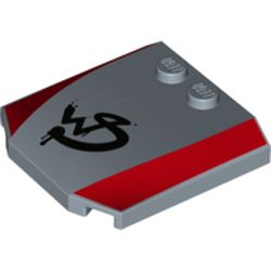 Slope Curved 4 x 4 x 2/3 Triple Curved with 2 Studs and 2 Red Stripes, Wild Style Logo Graffiti print