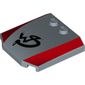 Slope Curved 4 x 4 x 2/3 Triple Curved with 2 Studs and 2 Red Stripes, Wild Style Logo Graffiti print