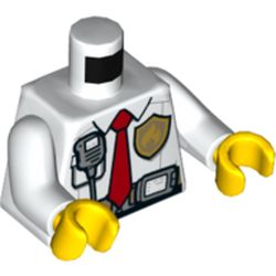 Torso Shirt, Fire Badge, Radio, Utility Belt with Screen, Red Tie Print, White Arms, Yellow Hands