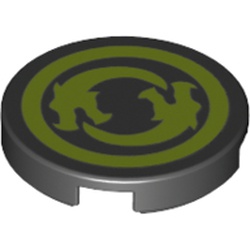 Tile Round 2 x 2 with 2 Lime Dragons