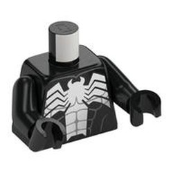 Torso Muscles with Large White Spider Print (Venom), Black Arms and Hands