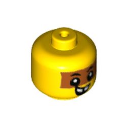 Minifig Head Baby / Toddler with Dark Orange Band for Eyes, Open Mouth Smile with Missing Tooth Print