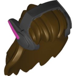 Hair with Headset, Long, Black Headset with Magenta Markings Pattern
