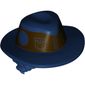 Hair and Hat, Tousled, Dark Blue Hat pattern with Dark Brown Band Print