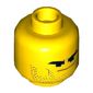 Minifig Head Rex Dangervest, Dual Sided, Thick Eyebrows and Stubble, Closed Eyes Open Mouth / Smirk with Lowered Eyebrows Print [Hollow Stud]