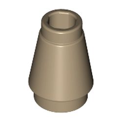 LEGO part 28701 NOSE CONE SMALL 1X1 in Sand Yellow/ Dark Tan