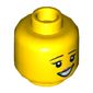 Minifig Head Crayon Girl, Dual Sided, Eyebrows, Dark Pink Lips, Smile Showing Teeth, Eyes Open / Eyes Closed Print [Hollow Stud]