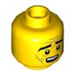 Minifig Head Abraham Lincoln (Apocalypseburg Abe), Thick Eyebrows, Medium Nougat Brow Furrows and Cheek Lines, Surprised / Angry Print
