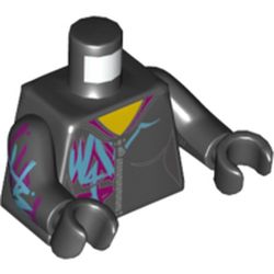 Torso Hoodie, Azure/Dark Purple Graffiti WyldStyle, Zipper Print, Black Arms and Hands