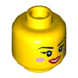 Minifig Head Candy Rapper, Dual Sided, Bright Pink Blush, Red Lips, Smiling / Winking Right Eye Print [Hollow Stud]