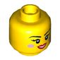 Minifig Head Candy Rapper, Dual Sided, Bright Pink Blush, Red Lips, Smiling / Winking Right Eye Print [Hollow Stud]