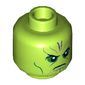 Minifig Head Talos (Skrull), Green Eyes, Angry Print [Hollow Stud]