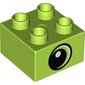 Duplo Brick 2 x 2 with Eye Looking Left with White Pupil Print