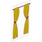 Glass for Window 1 x 4 x 6 with Pink Curtain Rod and Yellow Curtains with Pink Ties Print