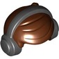 Hair Short with 2 Locks on Left with Headphones Black Print