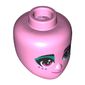Minidoll Head Dark Pink Eyes, Dark Turquoise Eye Shadow, 3 Freckles