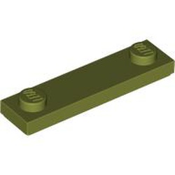 LEGO part 41740 Plate Special 1 x 4 with 2 Studs with Groove [New Underside] in Olive Green