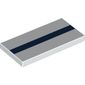 Tile 2 x 4 with Dark Blue Line/Stripe print