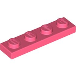 LEGO part 3710 Plate 1 x 4 in Vibrant Coral/ Coral