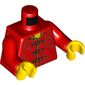 Torso Traditional Chinese Robe/Shirt, Laces Print, Red Arms, Yellow Hands