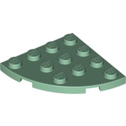 LEGO part 10030565 PLATE 4X4, 1/4 CIRCLE in Sand Green