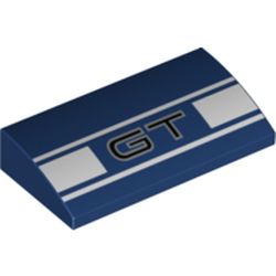 Slope Brick Curved 2 x 4 x 2/3 No Studs, with Bottom Tubes and 'GT', White Stripes print
