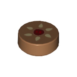 Tile Round 1 x 1 with Flower print