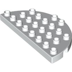 LEGO part PLATE 8X4, 1/2 CIRCLE in White