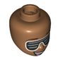 Minidoll Head Reddish Brown Eyebrows, Big Slotted Black Sunglasses, Open Mouth, Teeth