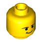 Minifig Head Han Solo, Reddish Brown Eyebrows, Smirk Print [Hollow Stud]