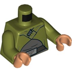 Torso Cape, Light Bluish Grey Shirt, Dark Bluish Grey Belt, Silver Belt Buckle Print, Olive Green Arms, Nougat Hands