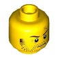 Minifig Head Larry the Barista, Reddish Brown Eyebrows, Scar, Stoppled Beard, Determined Print [Hollow Stud]