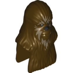 Minifig Head Special, Wookiee with Dark Tan Strokes in Fur