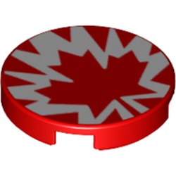 Tile Round 2 x 2 with Red/White Maple Leaf print