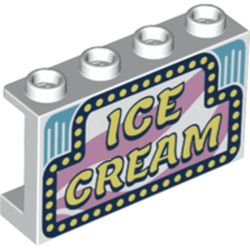 Panel 1 x 4 x 2 with Side Supports - Hollow Studs with 'Ice Cream' print