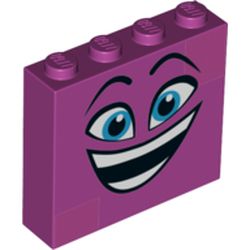 Brick 1 x 4 x 3 with Happy Face, Open Mouth with Teeth, Blue Eyes print