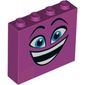 Brick 1 x 4 x 3 with Happy Face, Open Mouth with Teeth, Blue Eyes print